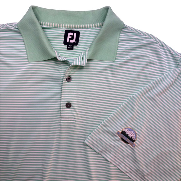 FootJoy Other - FootJoy Mens XL ProDry Golf Polo Shirt Mint Green White Striped Teton Pines Logo